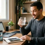 homem usando creatina e trabalhando com mais foco e energia