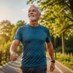 homem idoso praticando hábitos naturais de longevidade ao ar livre em 2026