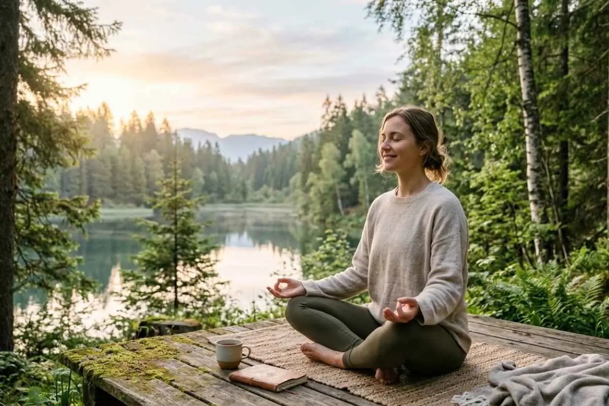 Saúde mental e equilíbrio emocional com práticas naturais como sono, alimentação e bem-estar
