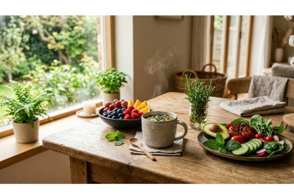 saúde natural e bem-estar com alimentos naturais e estilo de vida saudável